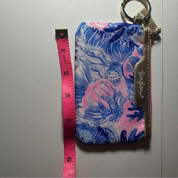 Lilly Pulitzer Wallet Shade Seekers Zip ID Case Gold Tone Keychain Card Holder - Picture 4 of 6